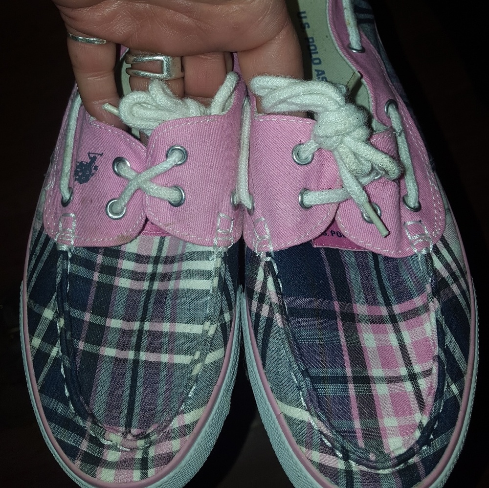 Ralph Lauren Pink Plaid Polo shoes .